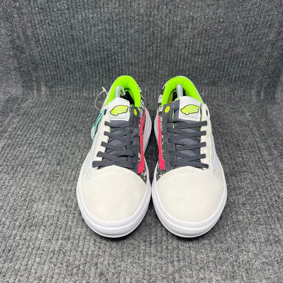 NEW VANS Old Skool Overt CC Canvas Suede White Multi Neon Green Pink Women’s 7.5 - Picture 2 of 8